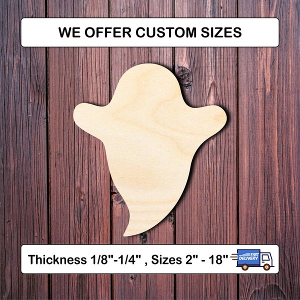 Halloween Ghost wooden cutout shape, custom size blank for diy projects