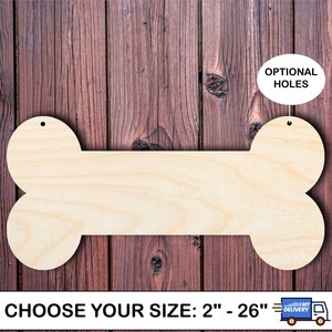 Wooden dog bone shape cutout for DIY dog name plate wall decoration Christmas ornaments unfinished cutout suitable for paint and stain ready