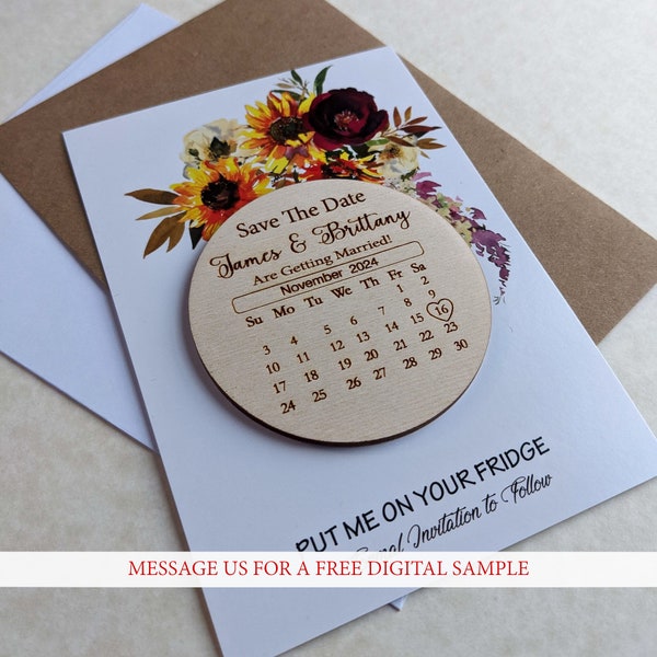 Save the date calendar magnets, wooden save the date magnet, change the date magnet