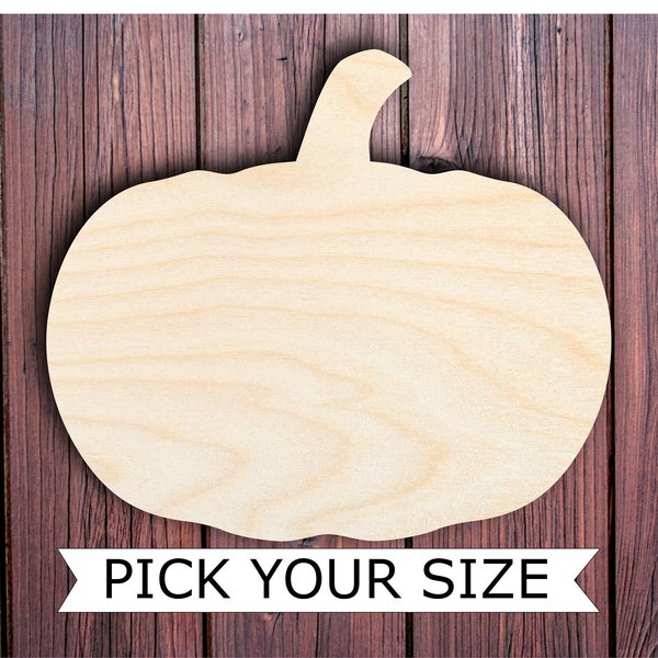 Wooden pumpkin shape cutout up to 20 inches wide for DIY crafts Halloween decor and props door hanger blank canvas painting surface