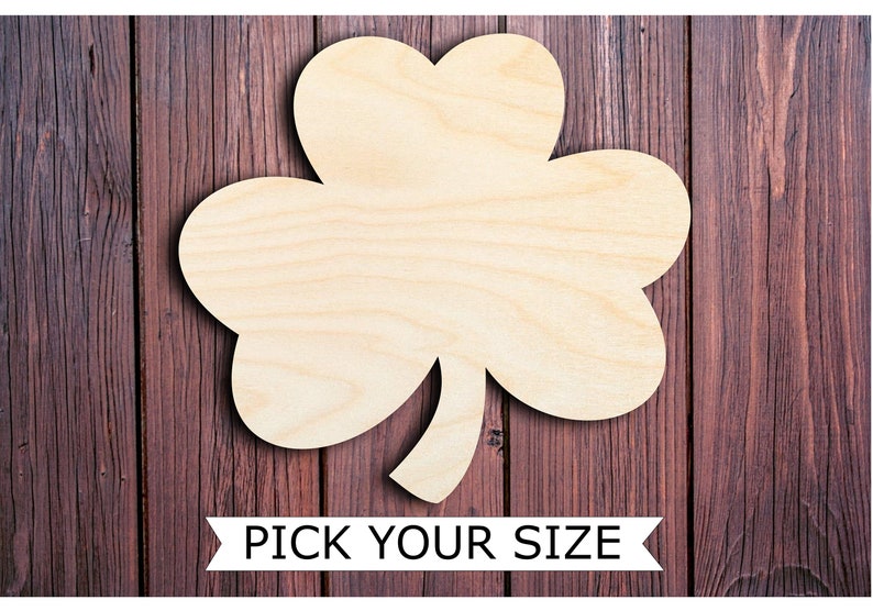 Wooden Shamrock shape cutout 2 18 wide, DIY crafts, Saint Patrick's day prop, door hanger, blank canvas, painting surface, paint pour image 1