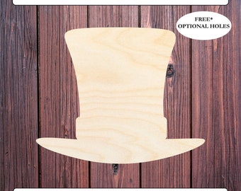 Wooden Top hat shape cutout 2" - 18" wide, leprechaun hat, optional holes, Saint Patrick's day, door hanger, paint ready