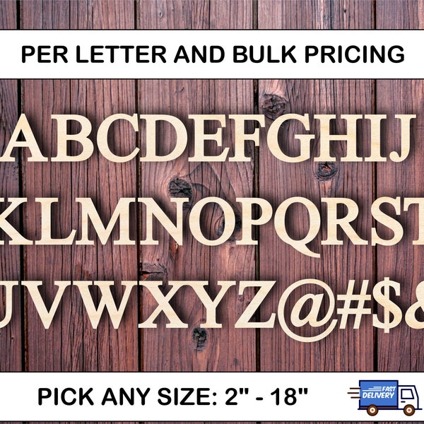 Wooden capital letter  in Times New Roman pick your size large and small letters unfinished for craft projects stain paint ready custom font