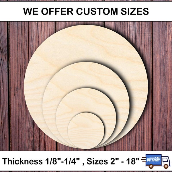 Wooden Circle of any size up to 18 inches thick and thin custom size wood disk wooden round blank coasters or paint pour surface