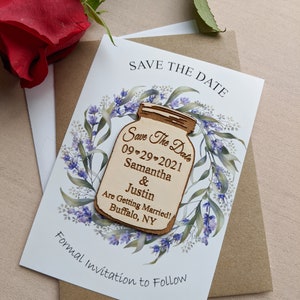 Mason jar save the date Magnet, personalized save the date refrigerator magnet with envelopes and cards, change the date magnet, floral card image 7