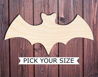 Halloween bat wooden shape cutout, door wreath, bat cut out, DIY bat decor, wooden bat, wall decor, unfinished ornament, bat tag