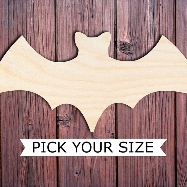 Halloween bat wooden shape cutout, door wreath, bat cut out, DIY bat decor, wooden bat, wall decor, unfinished ornament, bat tag