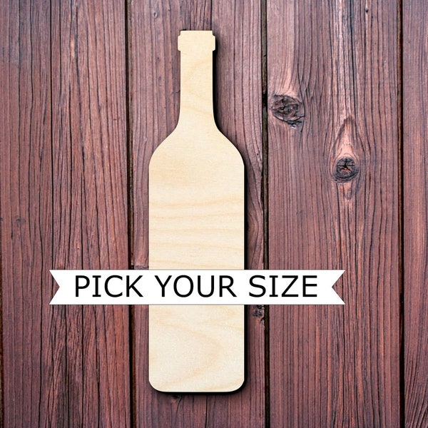 Wooden wine bottle shape cutout, unfinished for DIY projects, wall decor, ornaments, crafting, painting surface, door hanger