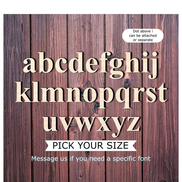 Wooden lower case letters  in Times New Roman pick your size, large and small letters, unfinished for craft projects, stain or paint ready