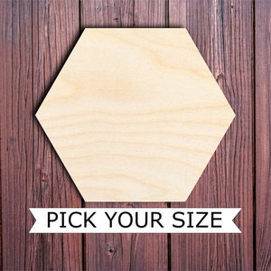 Wooden Hexagon cutout pick your size, for DIY projects, coasters, painting surfaces, plaque, paint pour image 1