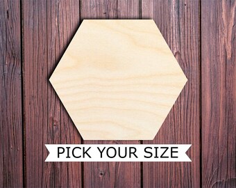 Wooden Hexagon cutout pick your size, for DIY projects, coasters, painting surfaces, plaque, paint pour