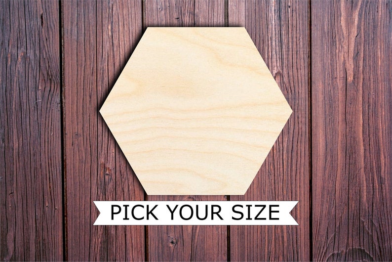 Wooden Hexagon cutout pick your size, for DIY projects, coasters, painting surfaces, plaque, paint pour image 1