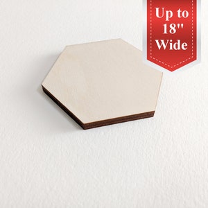 Wooden Hexagon cutout pick your size, for DIY projects, coasters, painting surfaces, plaque, paint pour image 2