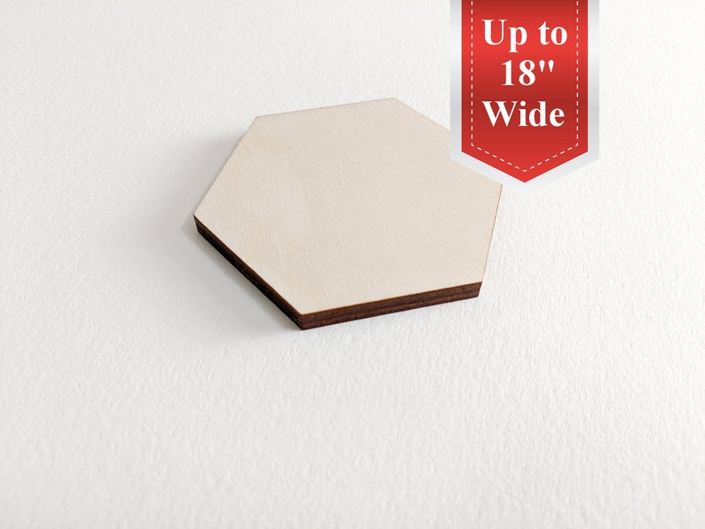 Wooden Hexagon cutout pick your size, for DIY projects, coasters, painting surfaces, plaque, paint pour image 2