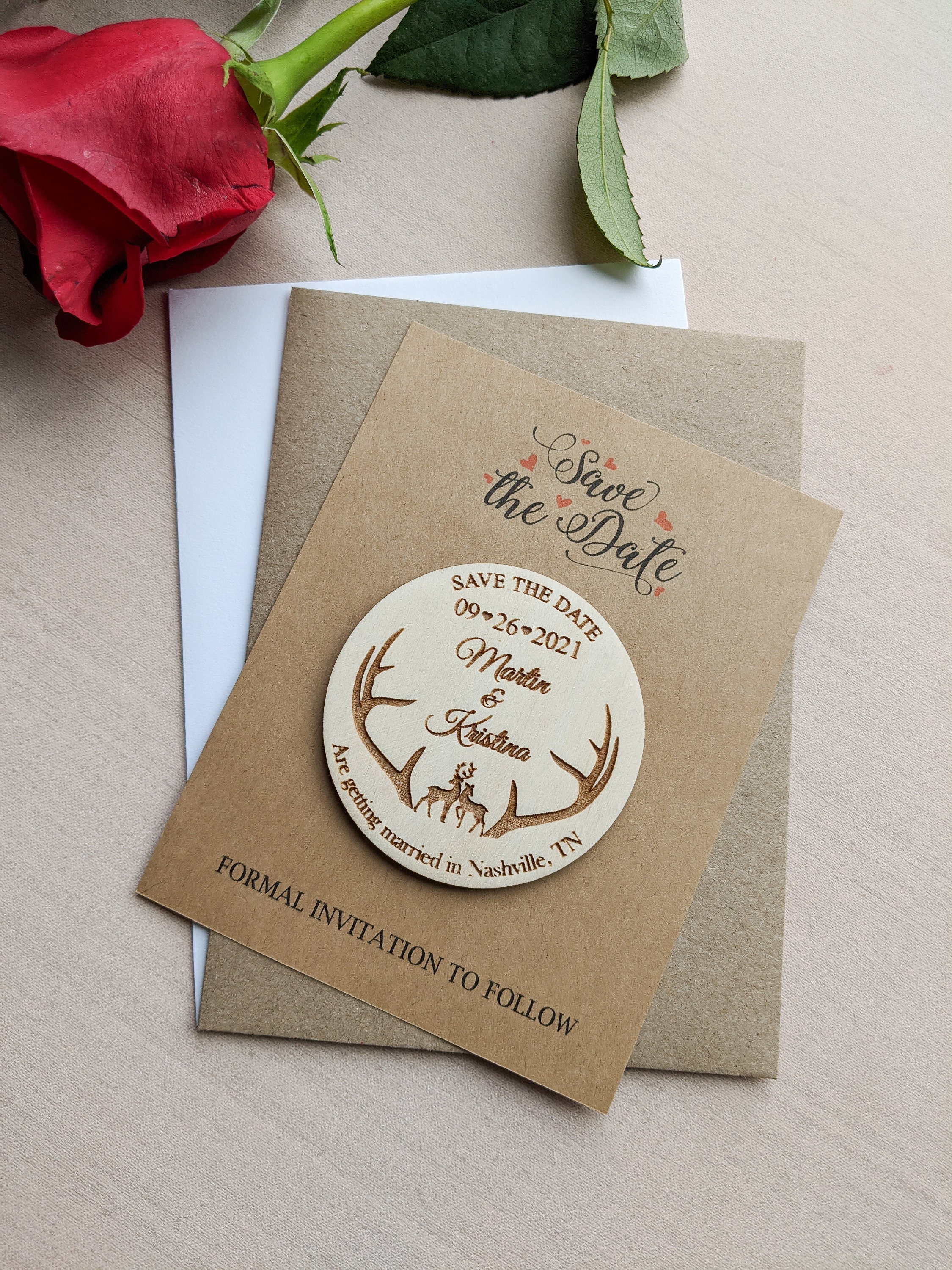 Rustic DIY Wedding Stamp with Antlers. Save The Date Rubber Stamp, Cus –  SayaBell Stamps