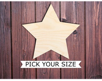 Wooden Star shape cutout for DIY decor, wall hanging, door hanger, blank canvas, ornament, blank coaster, paint pour, painting surface
