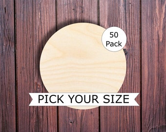 Wooden Circle cutout Bulk pricing 50 pack multiple sizes for DIY projects coasters painting surfaces and paint pour