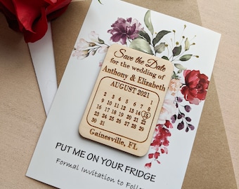 Save the date magnet calendar with card and envelope wooden engraved save the date magnet change the date magnet sweet 16 Quinceanera birth