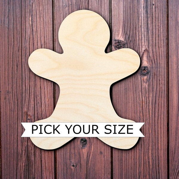 Wooden Gingerbread man cutout ,Unfinished Diy shape, coaster, painting surface, paint pour, rustic wedding decor, kitchen decor, wall hanger