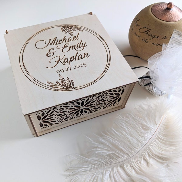 Personalized decorative keepsake filigree box for weddings, birthdays, graduations, anniversaries,  mementos, Quinceañera, bat mitzvah