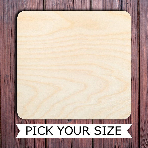 Wooden square coaster with rounded corners, Unfinished, canvas, decor, door hangers, pyrography