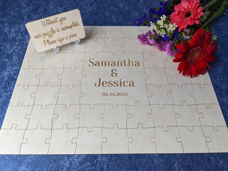 Guest book puzzle , wedding guest book puzzle, wooden puzzle, guest book alternative, puzzle guest book, jigsaw guest book, blank puzzle image 7