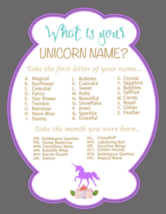 Einhorn: Was ist dein Einhorn Name | Etsy