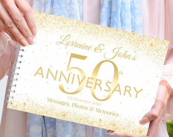 Livre d'or personnalisé pour 50e anniversaire de mariage, album photo d'anniversaire de noces d'or