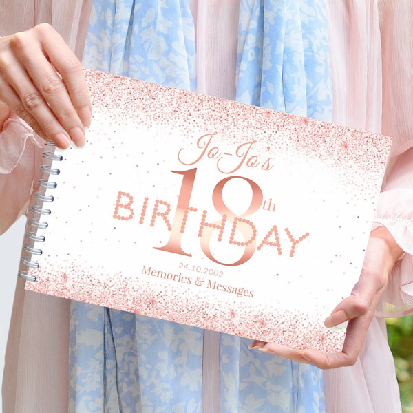 Personalised 18th Rose Gold Birthday Party Book, Birthday Guest Book, gold birthday book, 18th Birthday Gift, 18th birthday scrapbook
