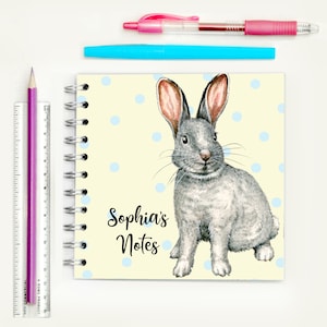 Cuaderno de conejito personalizado, cuaderno de conejo, regalo de conejo, regalo de agradecimiento, cuaderno infantil, relleno de medias navideñas