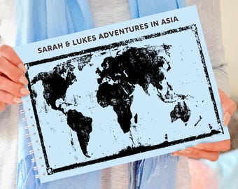 Personalised World Map Travel Journal, World Travel Book