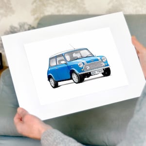 Stampa auto Mini Cooper personalizzata, stampa murale personalizzata, stampa auto, auto d'epoca, stampa auto personalizzata, regalo auto personalizzato, regalo per papà