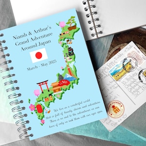 Diario de viaje personalizado por Japón, libro de viaje japonés, diario de viaje por Japón, regalo de viaje a Japón, viajes a Japón, regalo de viaje personalizado