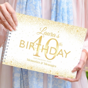 Personalised 40th Gold Birthday Party Book, Birthday Guest Book, gold birthday book, 40th Birthday Gift, 40th birthday scrapbook