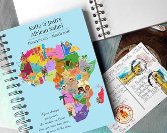 Personalised Africa Map Travel Journal,Personalised Adventure Scrapbook