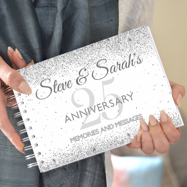Personalised 25th Silver Wedding Anniversary Guest Book Etsy UK