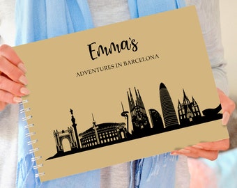 Personalised Barcelona Travel Journal, Barcelona Travel book, Barcelona Travel Journal, Barcelona scrapbook