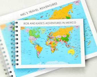 Personalised Travel Journal, Travel Notebook, Travel journal, Custom Travel journal, travel scrapbook, World travel