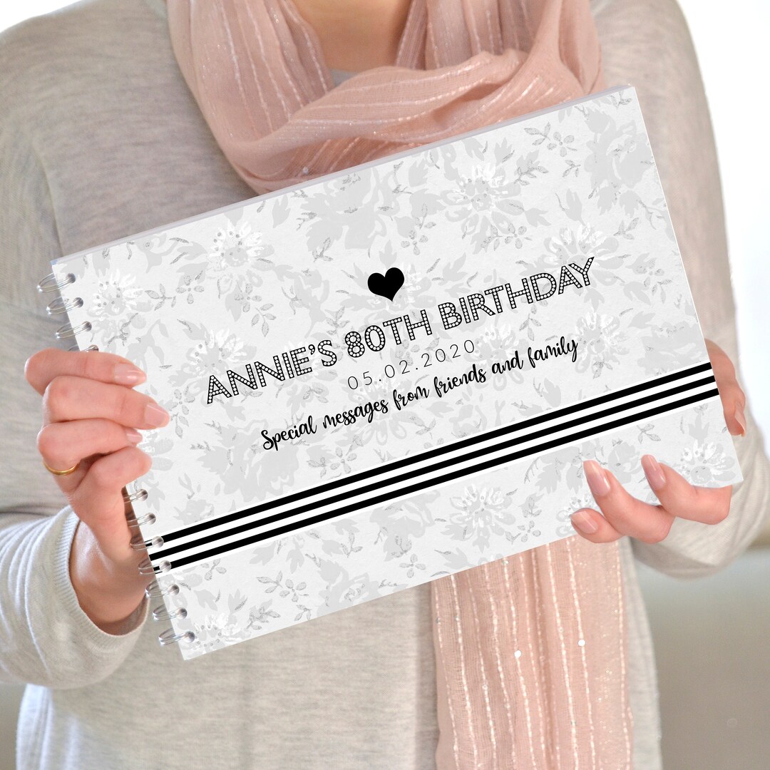 Personalised 80th Birthday Guest Book, 80th Birthday Photo Album, 80th Birthday Gift, 80th