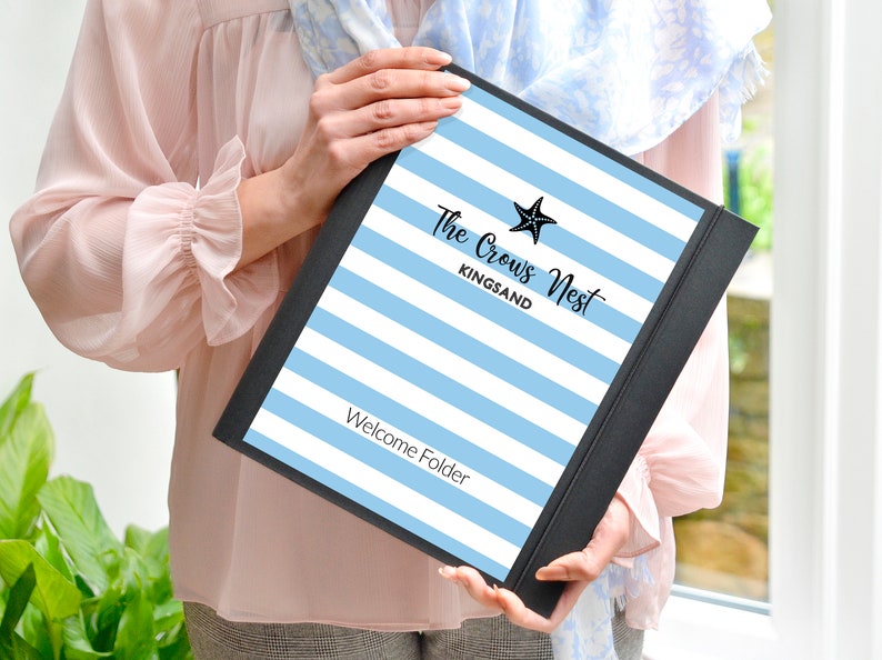 a4 ringbinder welcome folder to match the guest book can be ordered separately on Etsyhttps://www.etsy.com/uk/listing/1590533069/personalised-holiday-home-guest?ref=listings_manager_grid