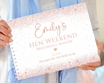 Personalised Hen Party Guest Book: Rose Glitter Keepsake Scrapbook