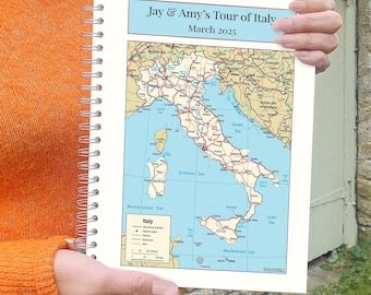 Diario de viaje personalizado por Italia, libro de viajes personalizado, regalo de viaje