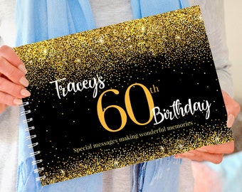 Livre de fête personnalisé pour 60e anniversaire, livre d'or d'anniversaire, cadeau pour 60e anniversaire, album pour 60e anniversaire, livre de souvenirs pour 60e anniversaire