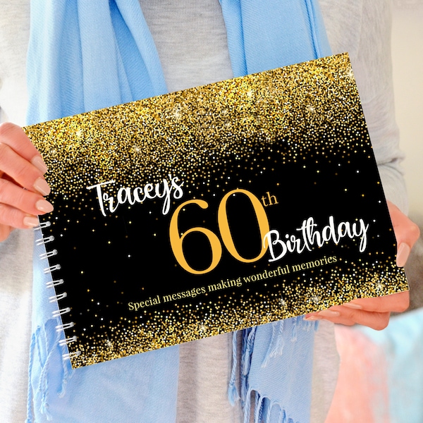 Personalised 60th Birthday Party Book, Birthday Guest Book, 60th Birthday Gift, 60th scrapbook, 60th Memory book