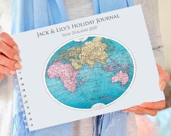 Diario de viaje personalizado, Diario de viaje Globe, Diario de viaje, Diario de viaje personalizado, Regalo de viaje, Idea de regalo, Idea de regalo de viaje