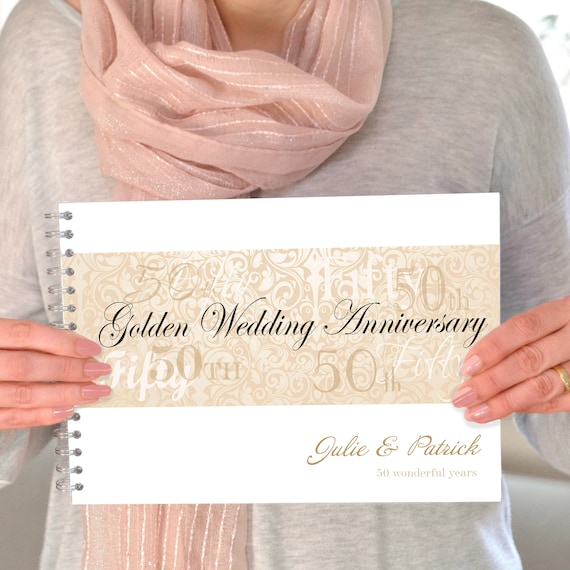 Personalised 50th Golden Wedding Anniversary Guest Book 50th Etsy