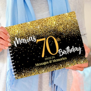 Personalisiertes 70er Geburtstags-Partybuch, Geburtstags-Gästebuch, 70er Geburtstagsgeschenk, 70er Scrapbook, 70er Party, personalisiertes Partygeschenk