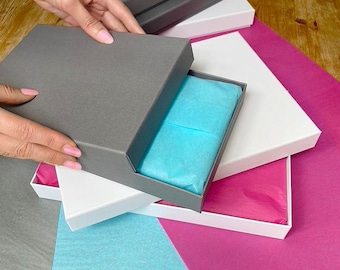 Luxury A5 Keepsake Gift Box, Quality gift box, White or Grey Rigid Box