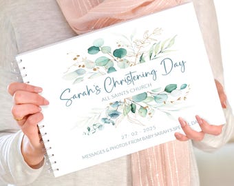 Personalised Eucalyptus Christening Guest Book: Photo Album Keepsake