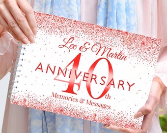 Personalised Ruby 40th Anniversary Guest Book, 40th wedding anniversary sign in book, Keepsake book